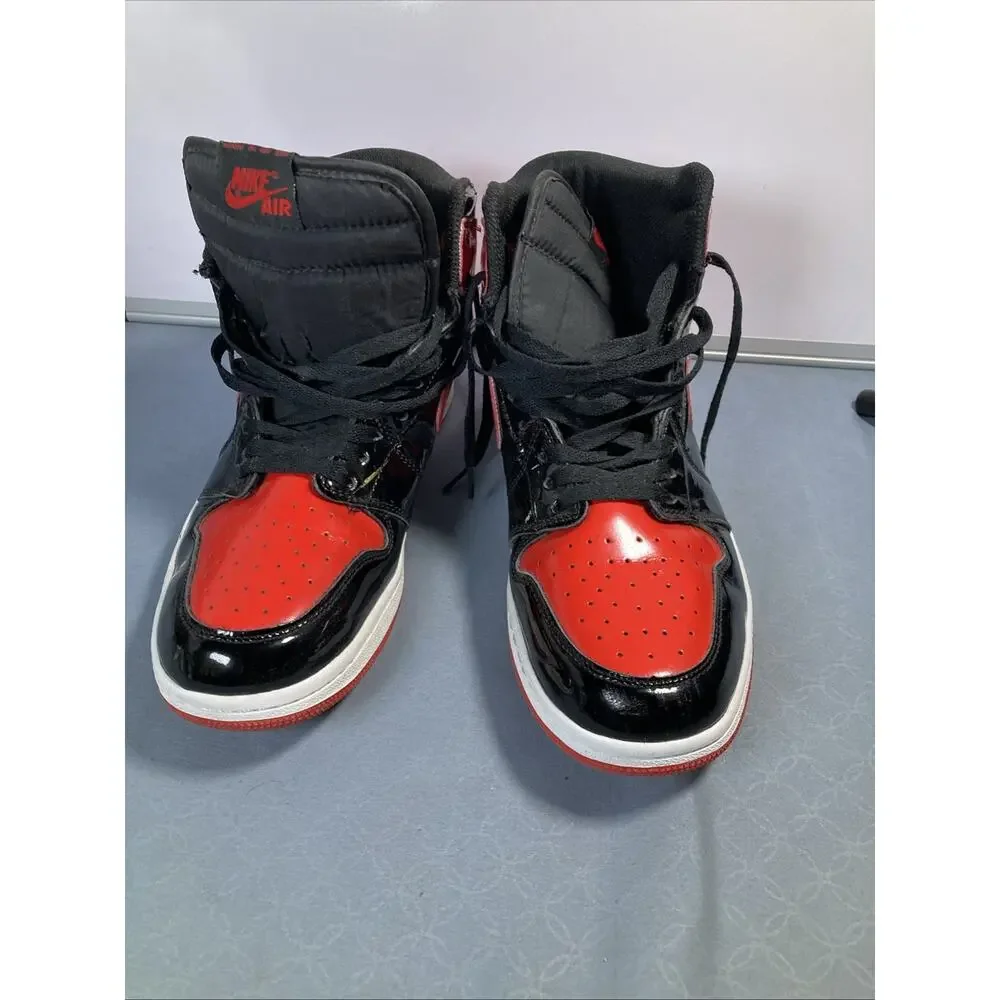 Nike Air Jordan 1 Retro OG High Patent Leather Bred Sneakers Size 9.5